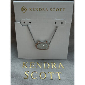 Kendra Scott Elisa Cat Pendant Necklace with White Crystal Cluster